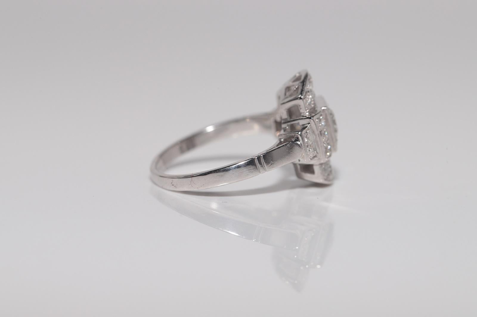 Anello antico CIRCA 1930 Art Decor in platino e diamanti naturali in vendita 4