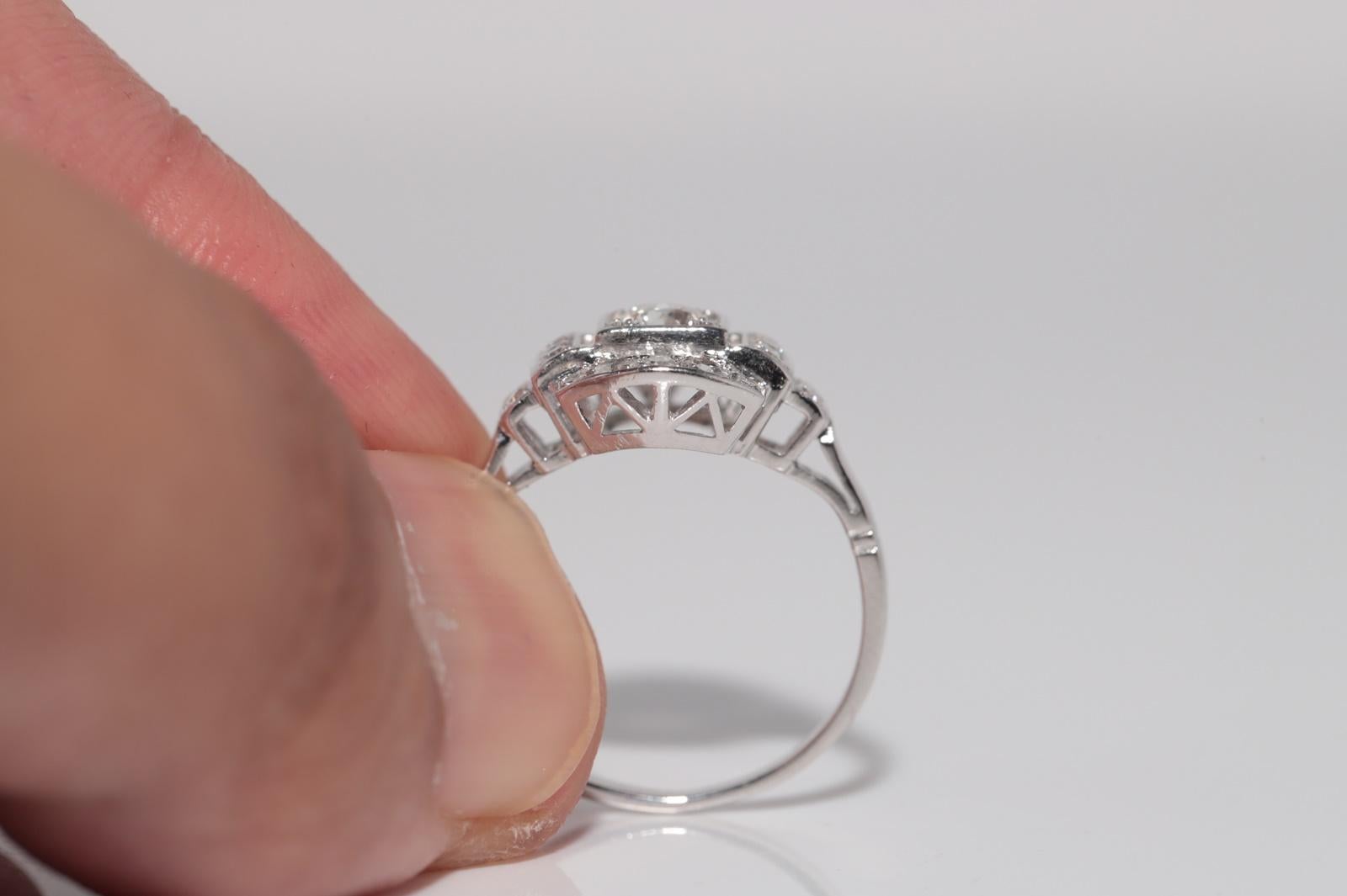 Anello antico CIRCA 1930 Art Decor in platino e diamanti naturali in vendita 5