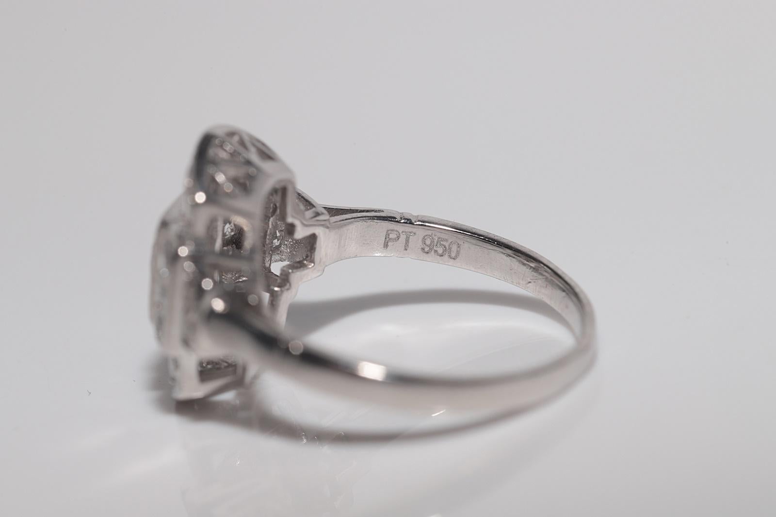 Anello antico CIRCA 1930 Art Decor in platino e diamanti naturali in vendita 7
