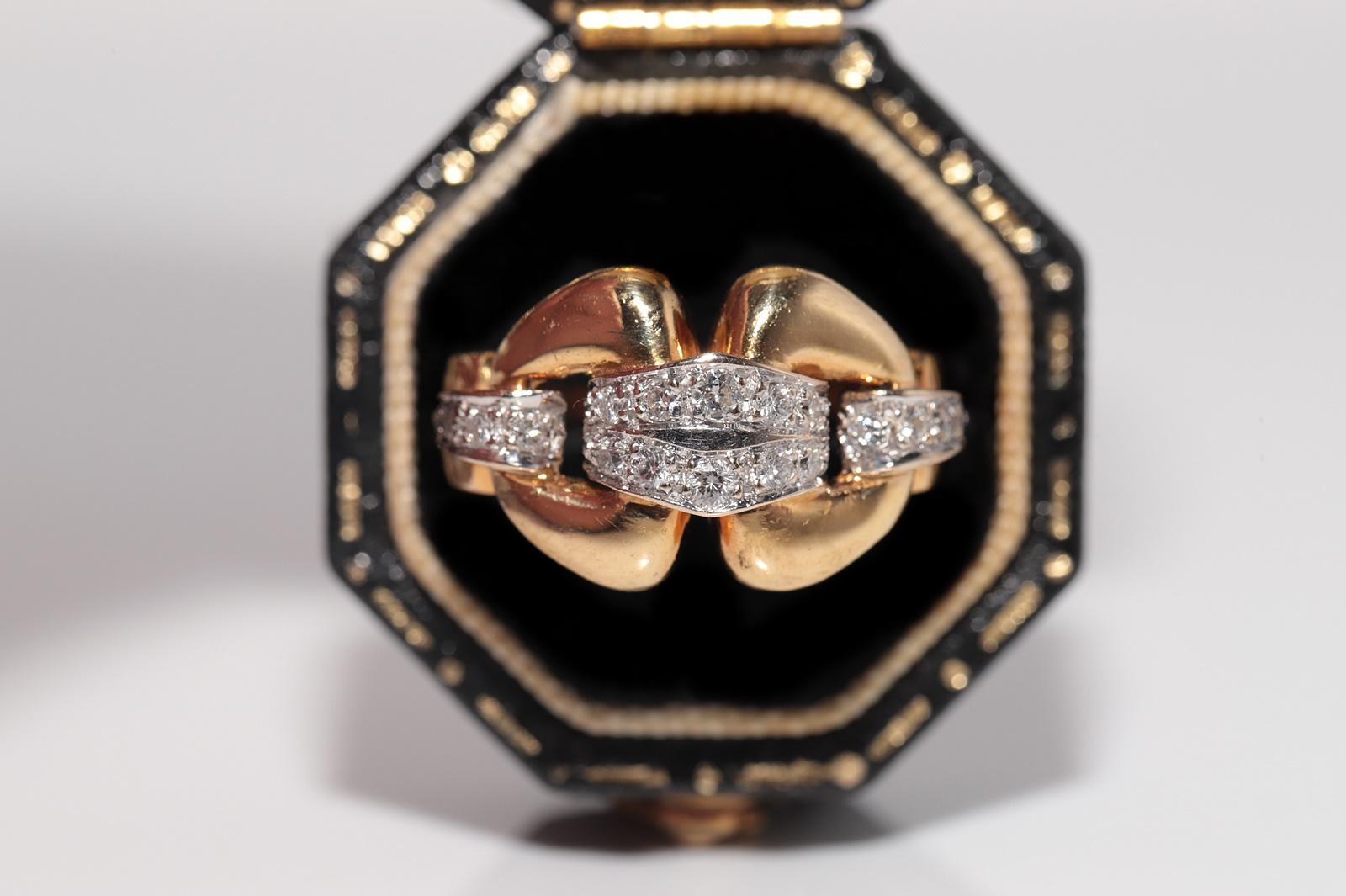 da uomo o donna Anello a fascia decorato con diamanti naturali in oro 18 carati, CIRCA GLI ANNI 80 in vendita