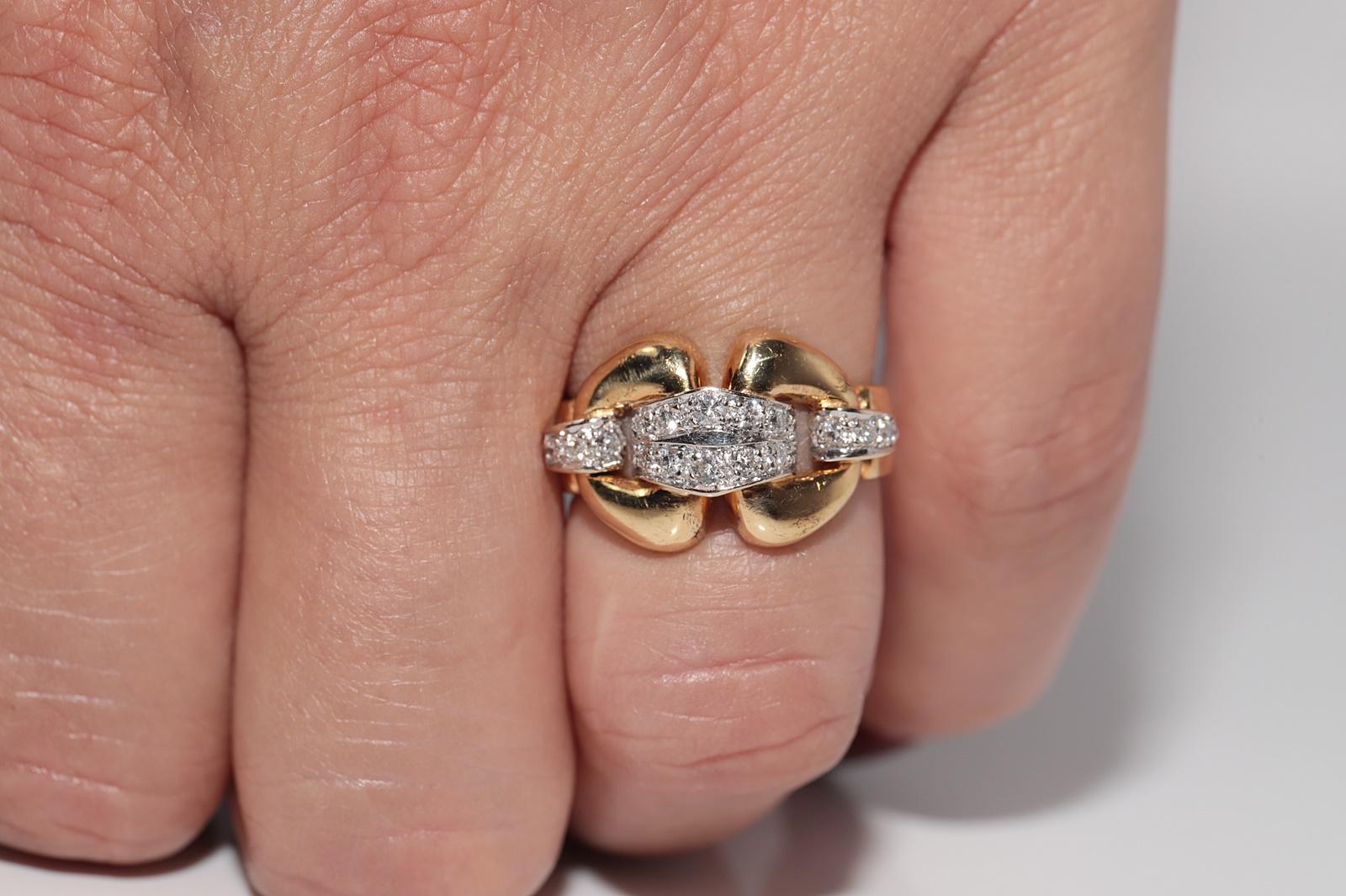 Taglio brillante Anello a fascia decorato con diamanti naturali in oro 18 carati, CIRCA GLI ANNI 80 in vendita