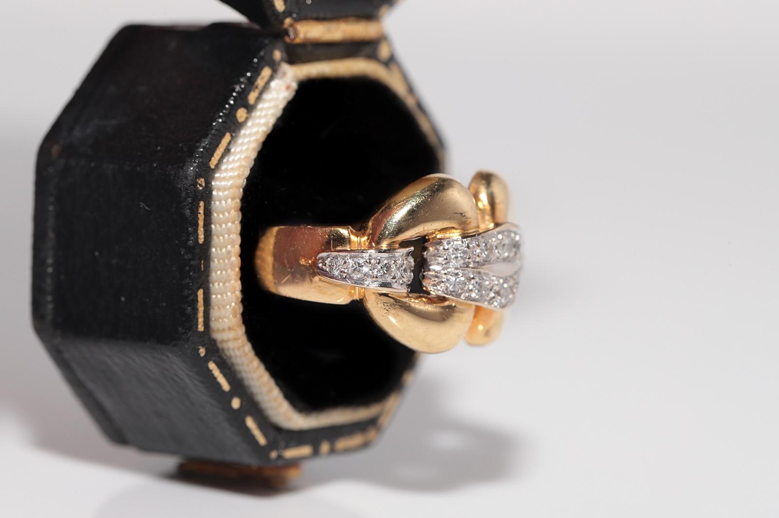 Anello a fascia decorato con diamanti naturali in oro 18 carati, CIRCA GLI ANNI 80 in vendita 1