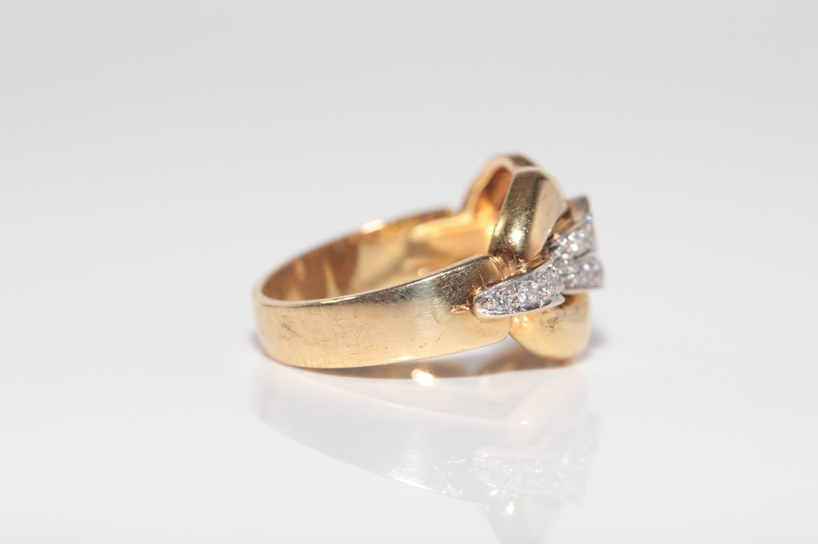 Anello a fascia decorato con diamanti naturali in oro 18 carati, CIRCA GLI ANNI 80 in vendita 4