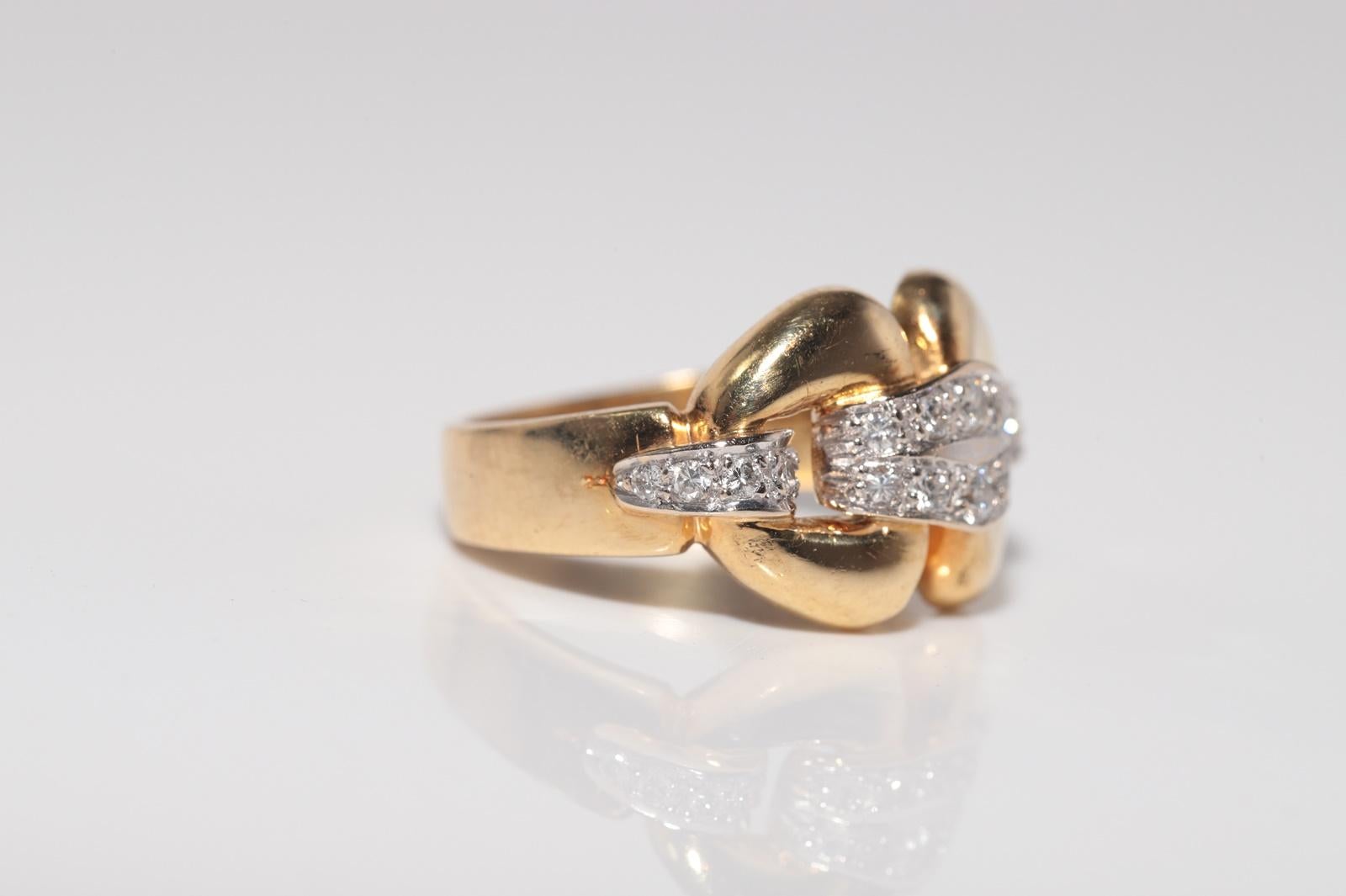 Anello a fascia decorato con diamanti naturali in oro 18 carati, CIRCA GLI ANNI 80 in vendita 3