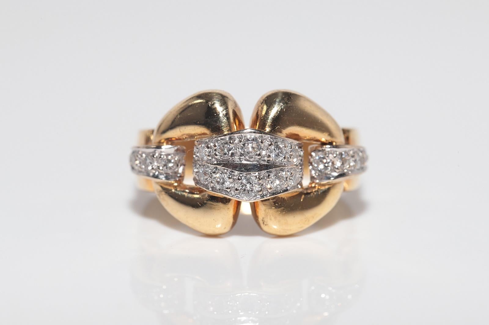 Anello a fascia decorato con diamanti naturali in oro 18 carati, CIRCA GLI ANNI 80 in vendita 2