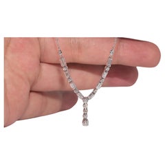 Vintage 18k Gold Natural Baguette Cut And Brilliant Cut Diamond Necklace