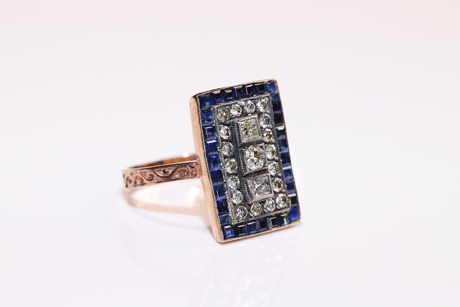 8k Roségold Neu hergestellter natürlicher Diamant und Saphir im Kaliberschliff Dekorierter Ring im Angebot 5