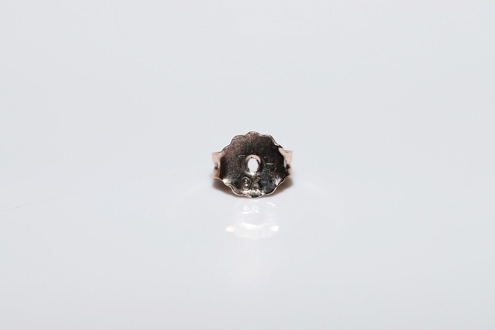 Antique  Boucles d'oreilles en or 8k, argent, diamants naturels taille rose et saphirs en vente 3