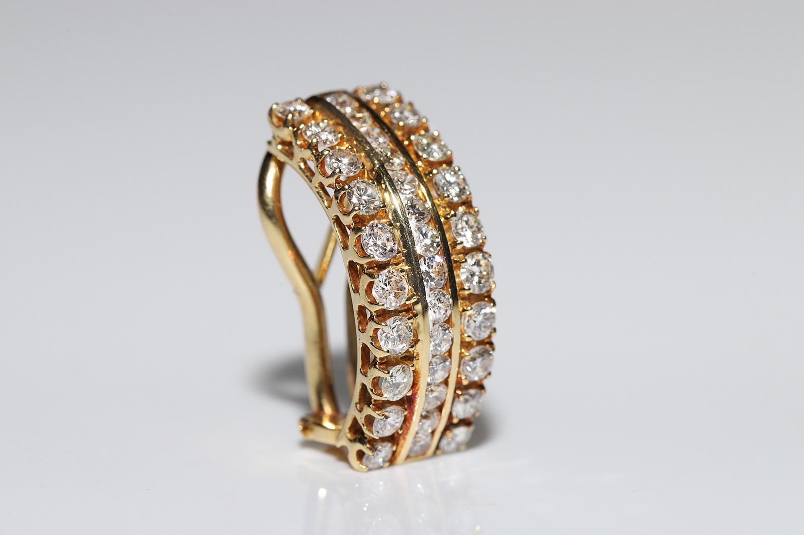 Orecchini d'epoca CIRCA 1980 in oro 18k con diamanti naturali decorati In condizioni buone in vendita a Fatih/İstanbul, 34
