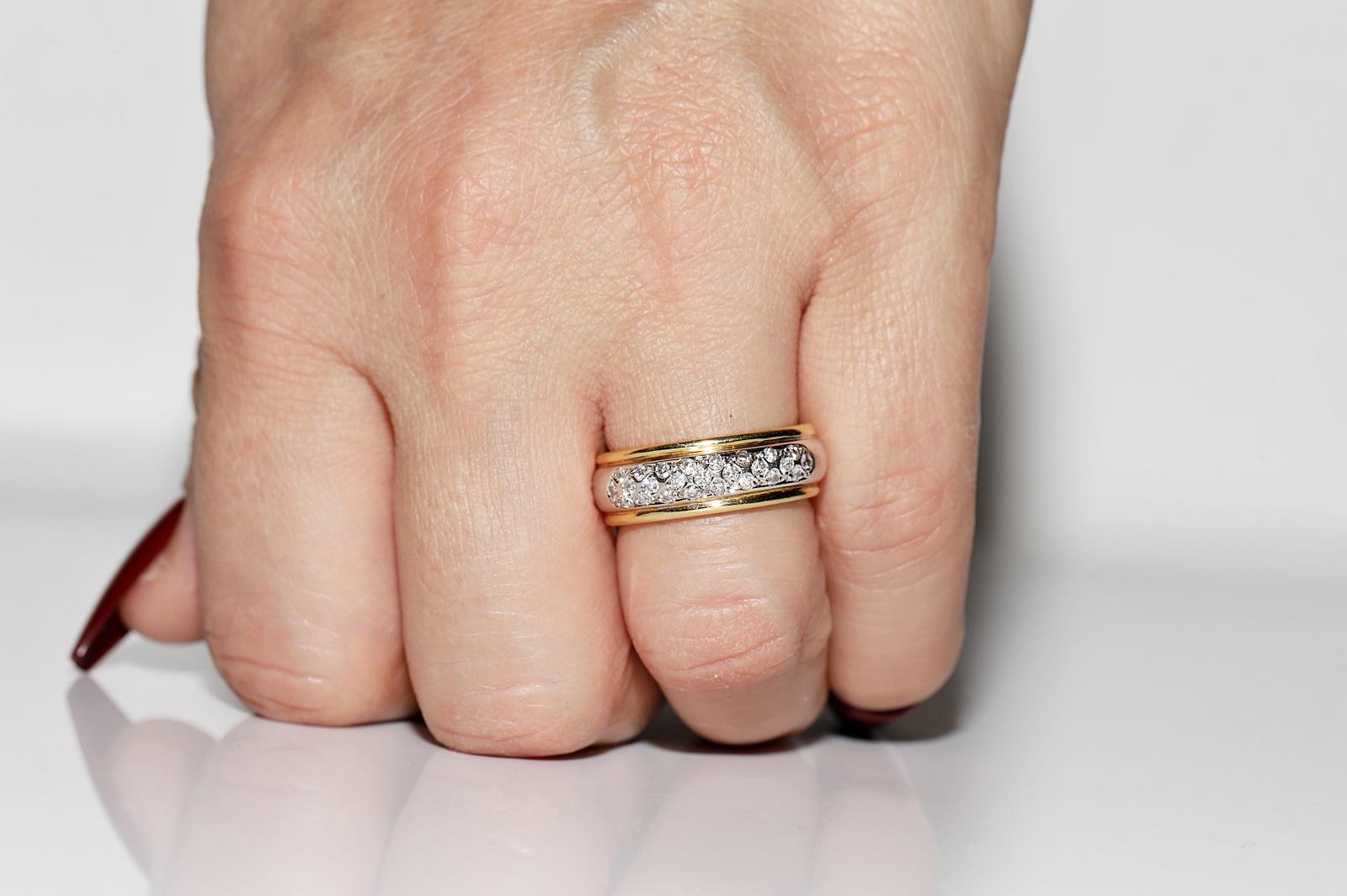 Rétro Anello d'epoca CIRCA 1980 in oro 18 carati con diamanti naturali decorati in vendita