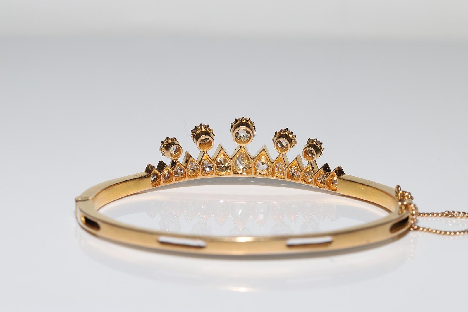 Bracelet ancien en or 18k Victorien Circa 1900s Natural Old Mine Cut Diamonds en vente 1