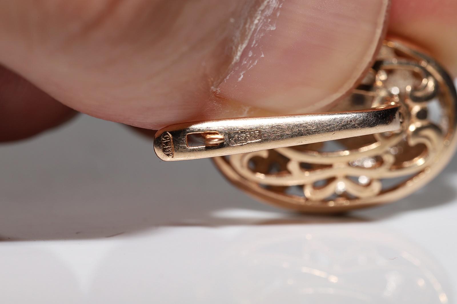 Orecchino d'epoca in oro 14k, circa 1960, con diamanti naturali decorati in vendita 3