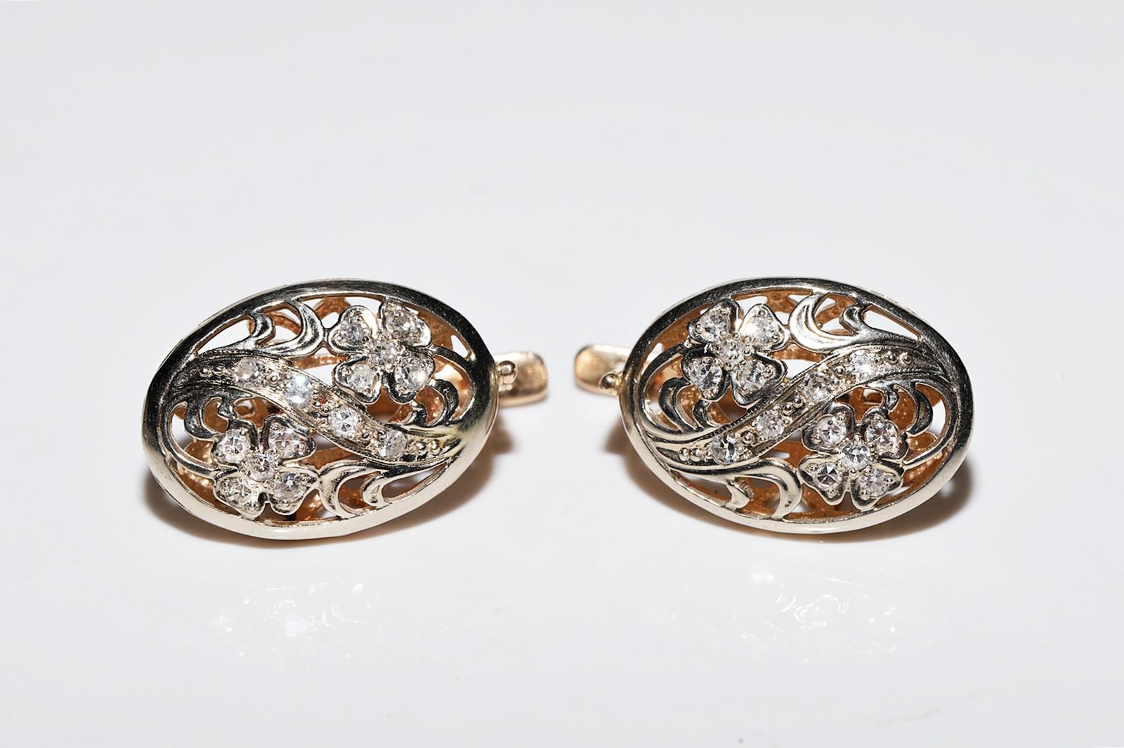 Orecchino d'epoca in oro 14k, circa 1960, con diamanti naturali decorati in vendita 6