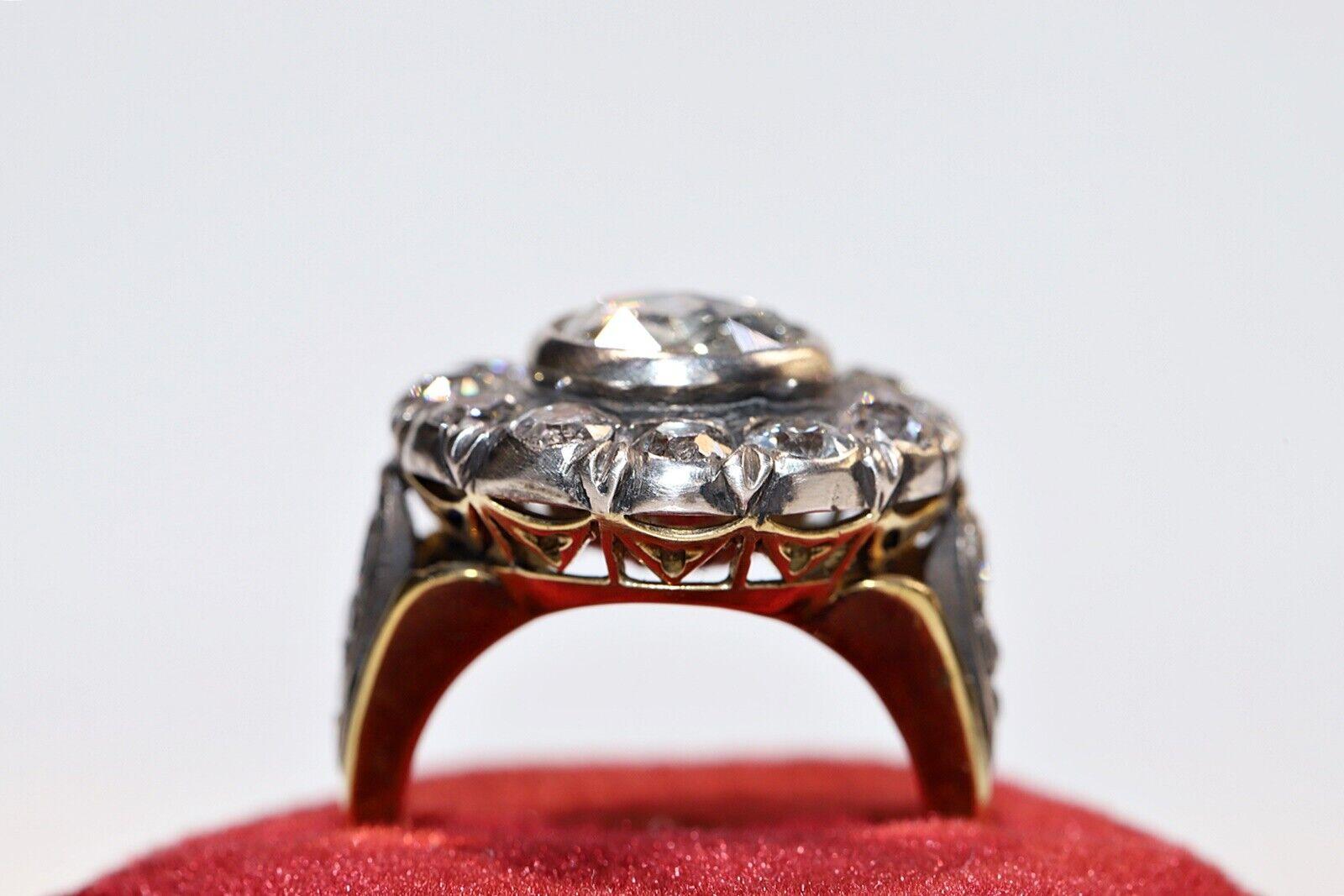 Moderno Oro 18k & Argento &New Anello forte con diamante naturale decorato fatto a mano in vendita