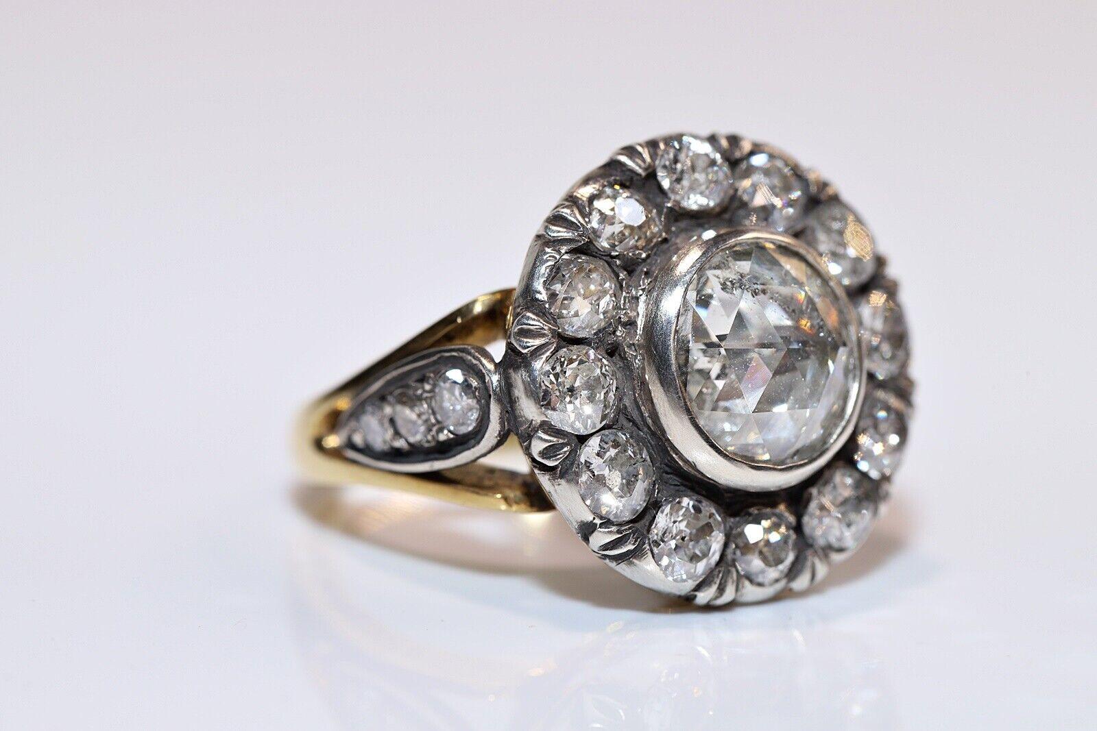 Taglio brillante Oro 18k & Argento &New Anello forte con diamante naturale decorato fatto a mano in vendita