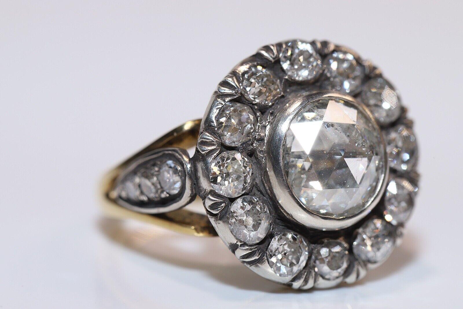 Oro 18k & Argento &New Anello forte con diamante naturale decorato fatto a mano In condizioni Nuovo in vendita a Fatih/İstanbul, 34