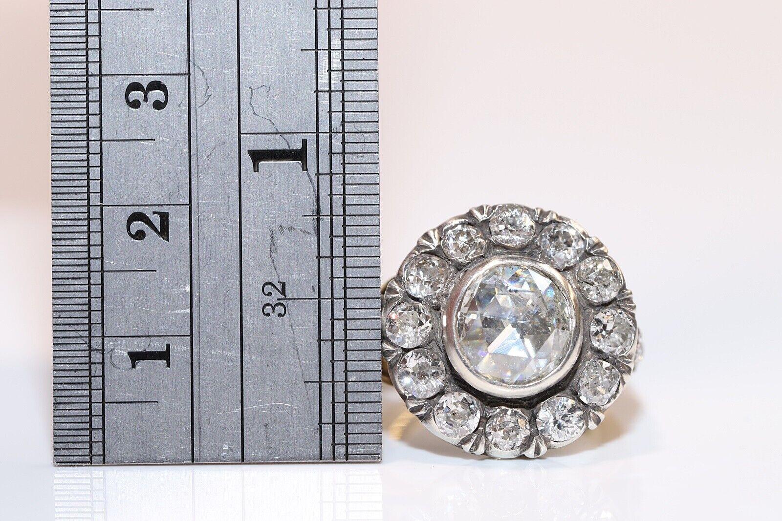 Donna Oro 18k & Argento &New Anello forte con diamante naturale decorato fatto a mano in vendita