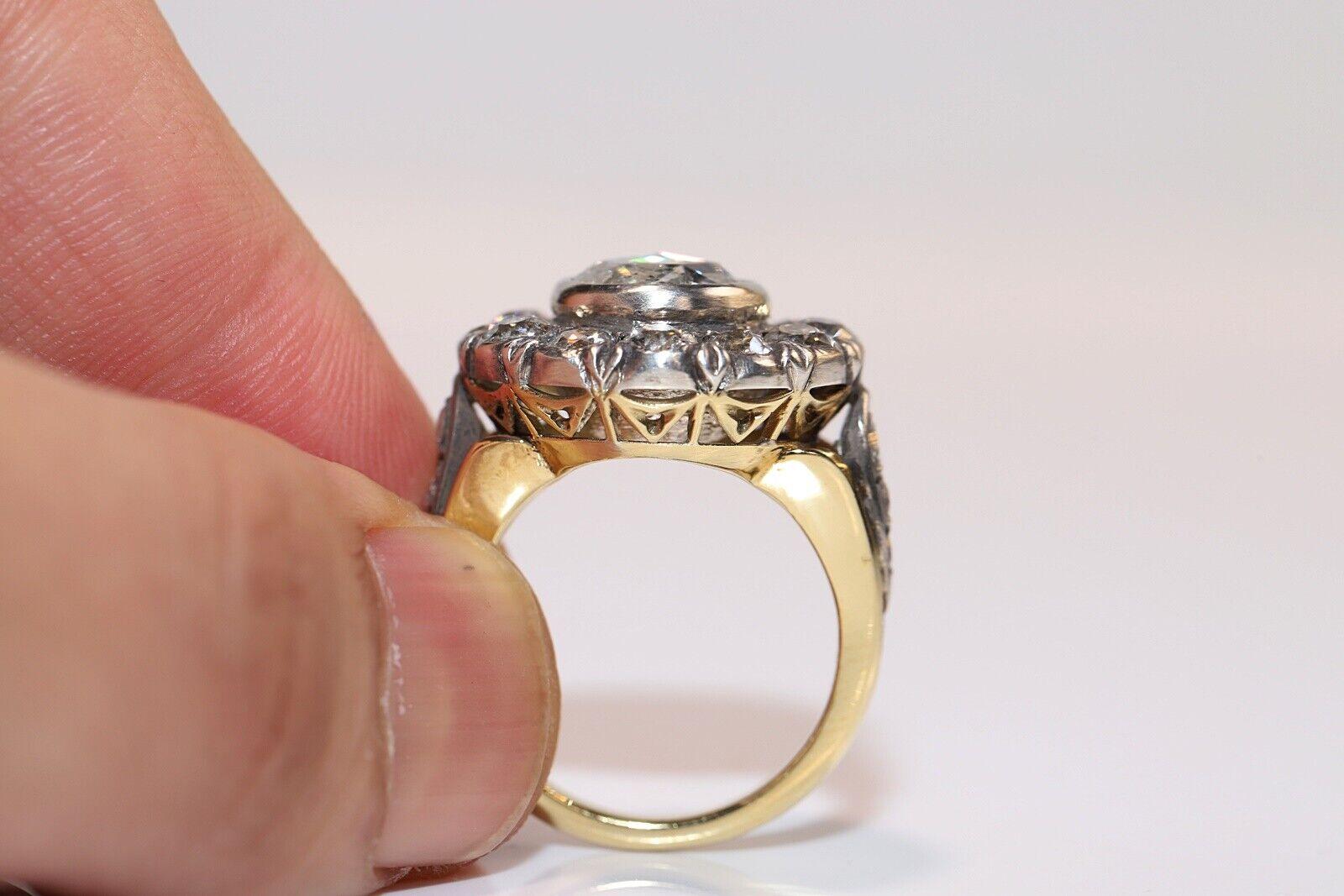 Oro 18k & Argento &New Anello forte con diamante naturale decorato fatto a mano in vendita 1