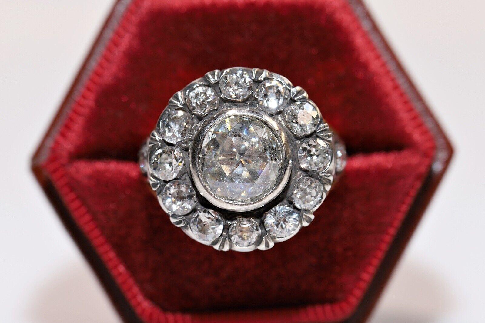 Oro 18k & Argento &New Anello forte con diamante naturale decorato fatto a mano in vendita 2