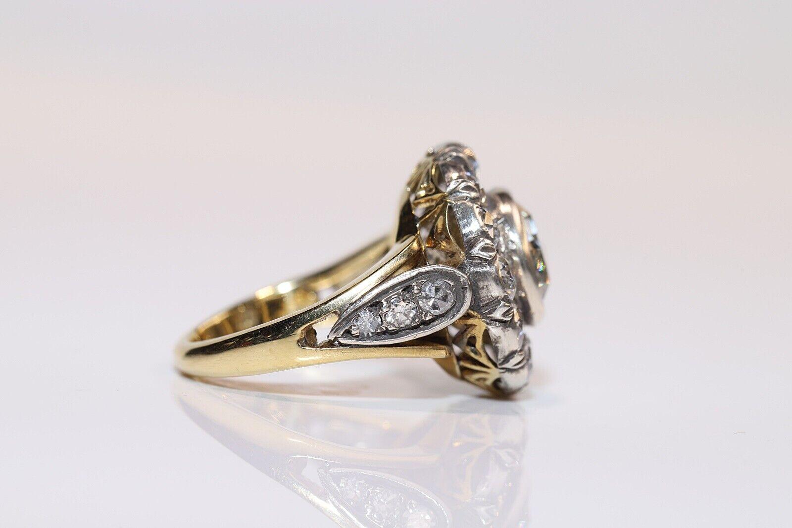 Oro 18k & Argento &New Anello forte con diamante naturale decorato fatto a mano in vendita 3