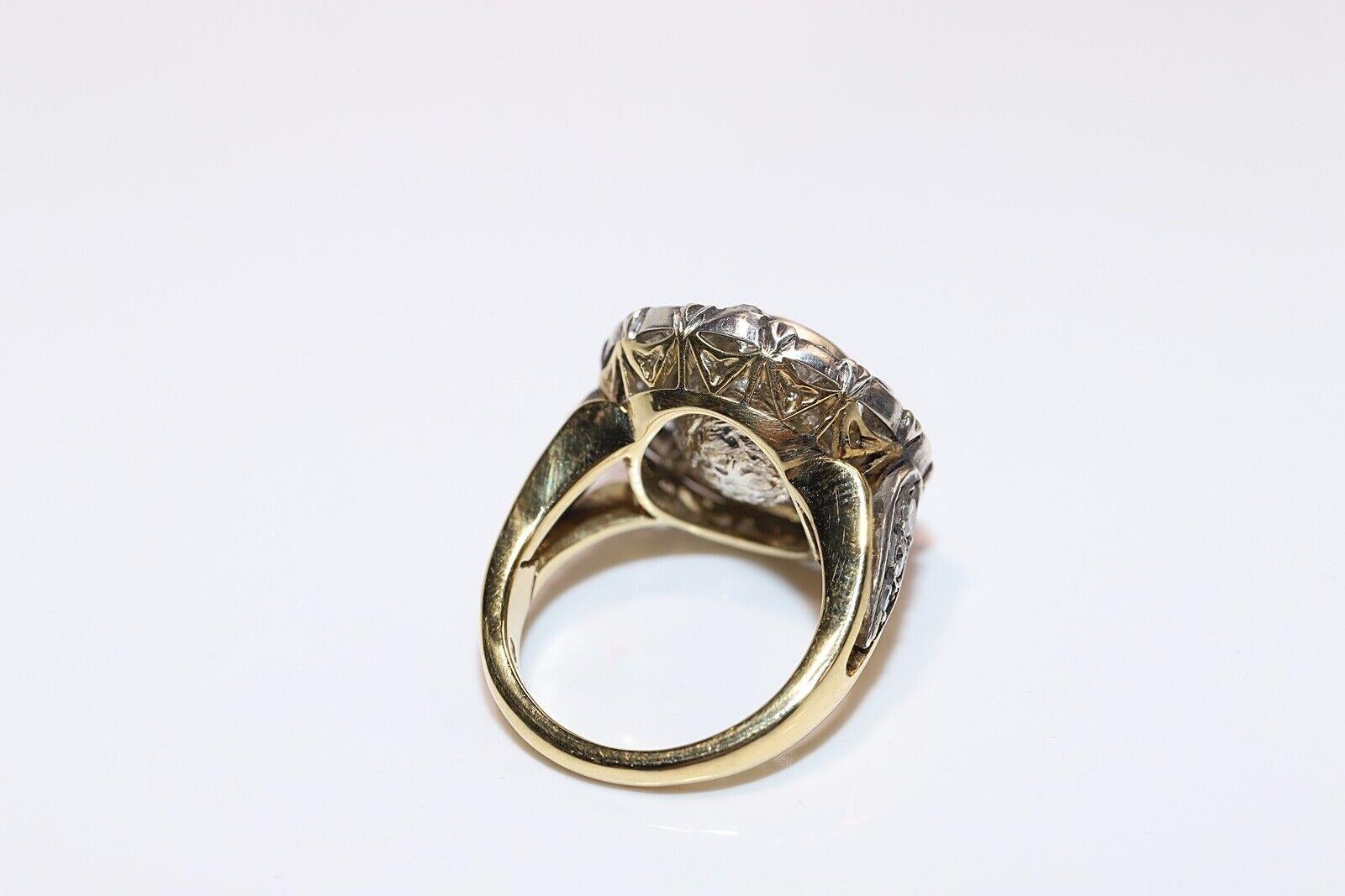 Oro 18k & Argento &New Anello forte con diamante naturale decorato fatto a mano in vendita 4