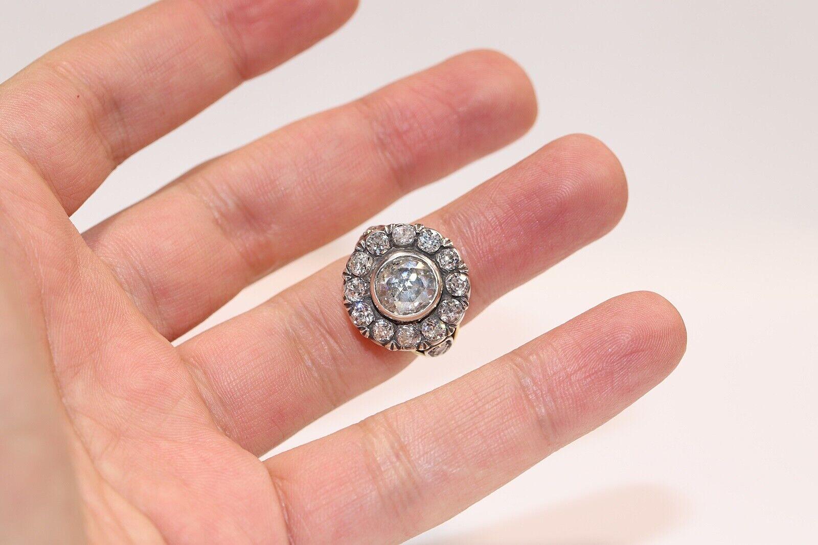 Oro 18k & Argento &New Anello forte con diamante naturale decorato fatto a mano in vendita 6
