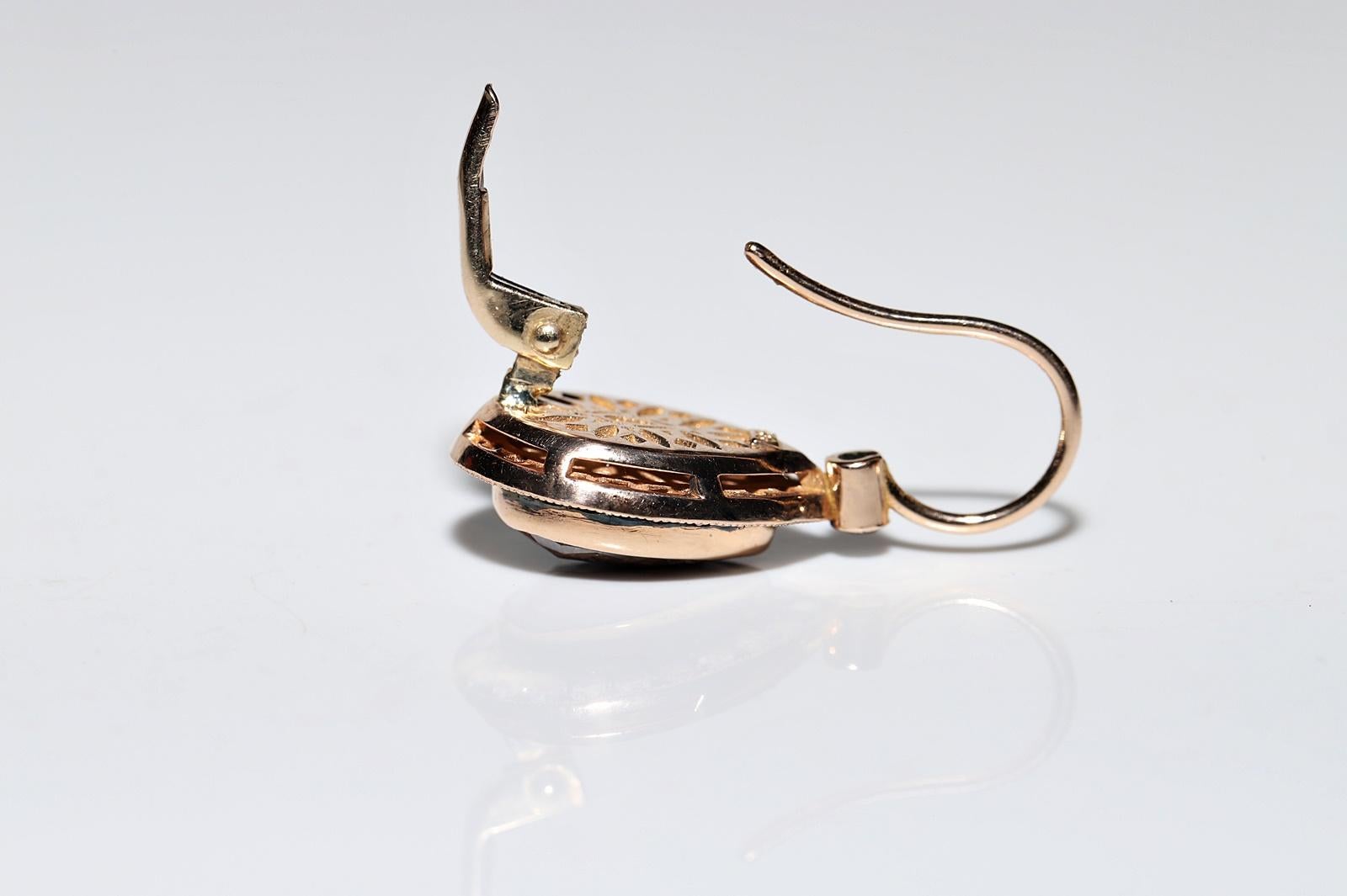Donna Orecchino a goccia con diamante naturale decorato in oro 18 carati &New Made in vendita