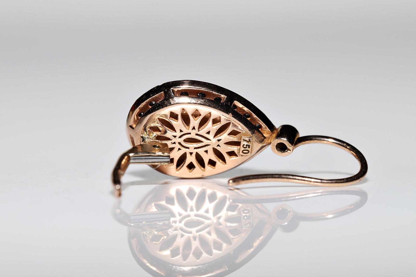 Orecchino a goccia con diamante naturale decorato in oro 18 carati &New Made in vendita 1