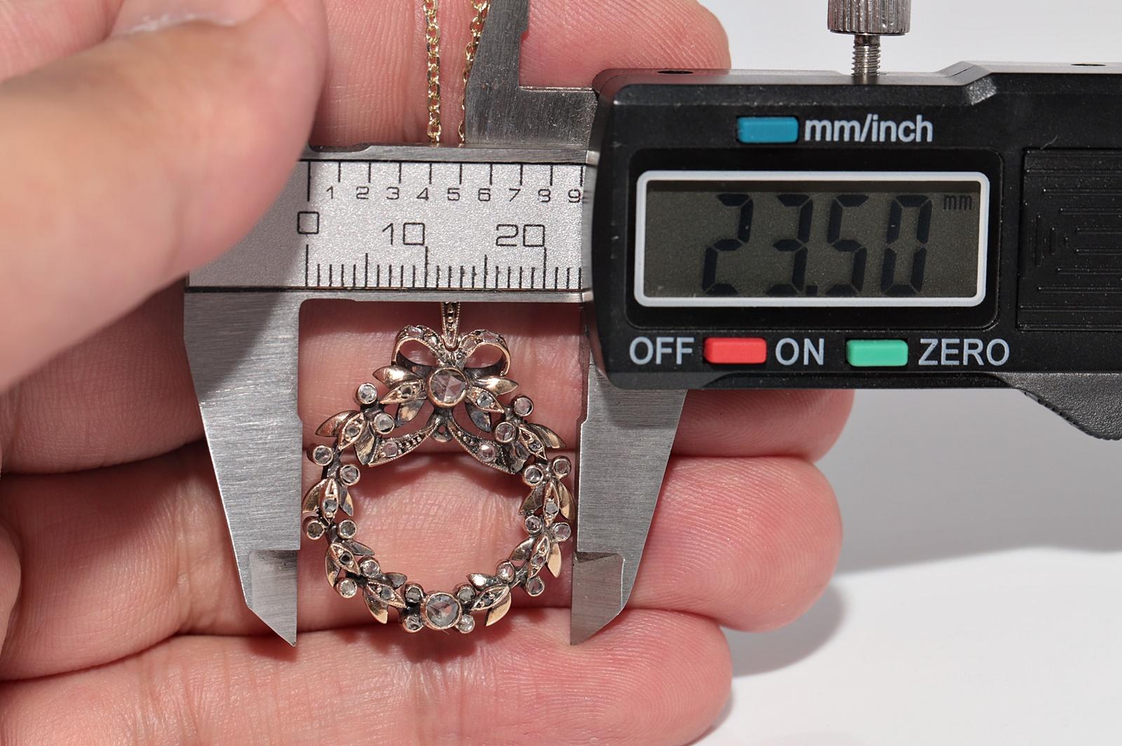 Antike CIRCA 1900s 10k Gold natürlichen Rosenschliff Diamant Bogen verziert Halskette im Angebot 8