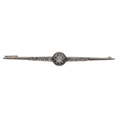 Antiguo broche de oro de 18 quilates de alrededor de 1900 con diamantes naturales talla vieja y talla rosa
