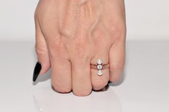 Antique Circa 1900s 18k Gold Estate Natural Old Cut Diamond And Pearl Ring
