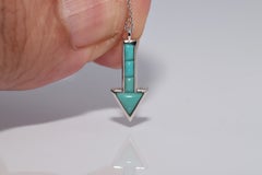 New Made 18k Gold Natural Turquoise Decorated Pendant Arrow Design Necklace