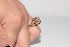 Antique Circa 1900s Ottoman 14k Gold Estate Natural Rose Cut Diamond Ring