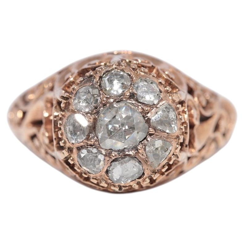 Antique Circa 1900s Ottoman 14k Gold Estate Natural Rose Cut Diamond Ring