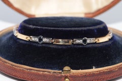 Tennisarmband aus 18 Karat Gold mit natürlichen Diamanten und Saphiren, Vintage, ca. 1980er Jahre