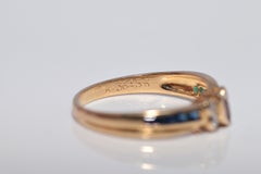 Vintage Circa 1980s 18k Gold Estate Natural Diamond And Sapphire Emerald Ring