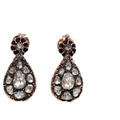 Antique Circa 1900s 8k Gold Estate Natural Rose Cut Diamond Stud Earring
