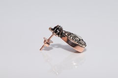 Antique Circa 1900s 8k Gold Estate Natural Rose Cut Diamond Stud Earring