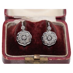 Pendiente vintage de los años 60, de oro de 14k y decorado con diamantes naturales