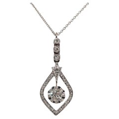 Antique Circa 1920s Art Deco 18k Gold Natural Diamond Pendant Necklace