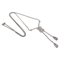 Halskette im Vintage-Stil aus 18-karätigem Gold mit natürlichen Diamanten im Tropfen-Design