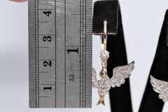 Newly Made 14k Gold Natural Diamond And Emerald Bird Design Earring