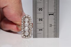 Antique Circa 1900s 18k Gold Top Silver Natural Rose Cut Diamond Navette Ring