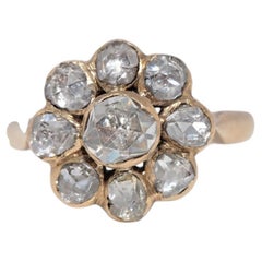 Bague vintage datant des années 1970, en or 18 carats, ornée d'un diamant naturel taillé en rose