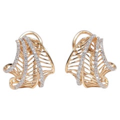 Newly Made 14k Gold Natural Diamond Omega Back Earring