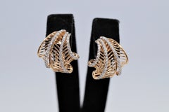 Newly Made 14k Gold Natural Diamond Omega Back Earring