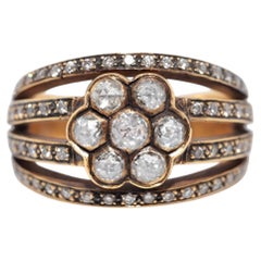 Vintage Circa 1970s Handcrafted 14k Gold Natural Diamond Decorated Ring