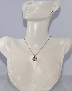 Vintage Circa 1970s 10k Gold Natural Diamond Decorated Pendant Necklace