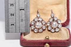 Vintage Circa 1960s 10K Gold Natural Rose Cut Diamond Decorated Earring