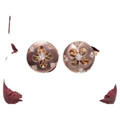 Vintage Circa 1950s 14k Gold Natural Diamond Decorated Stud Earring